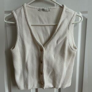 Abercrombie & Fitch Ivory Buttoned Sweater Vest